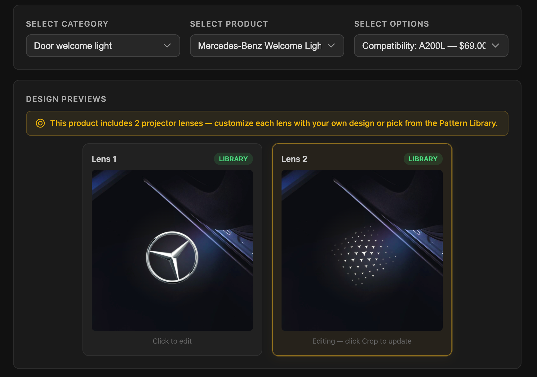 Custom Car Welcome Light Projector Patterns: Design Your Own Online